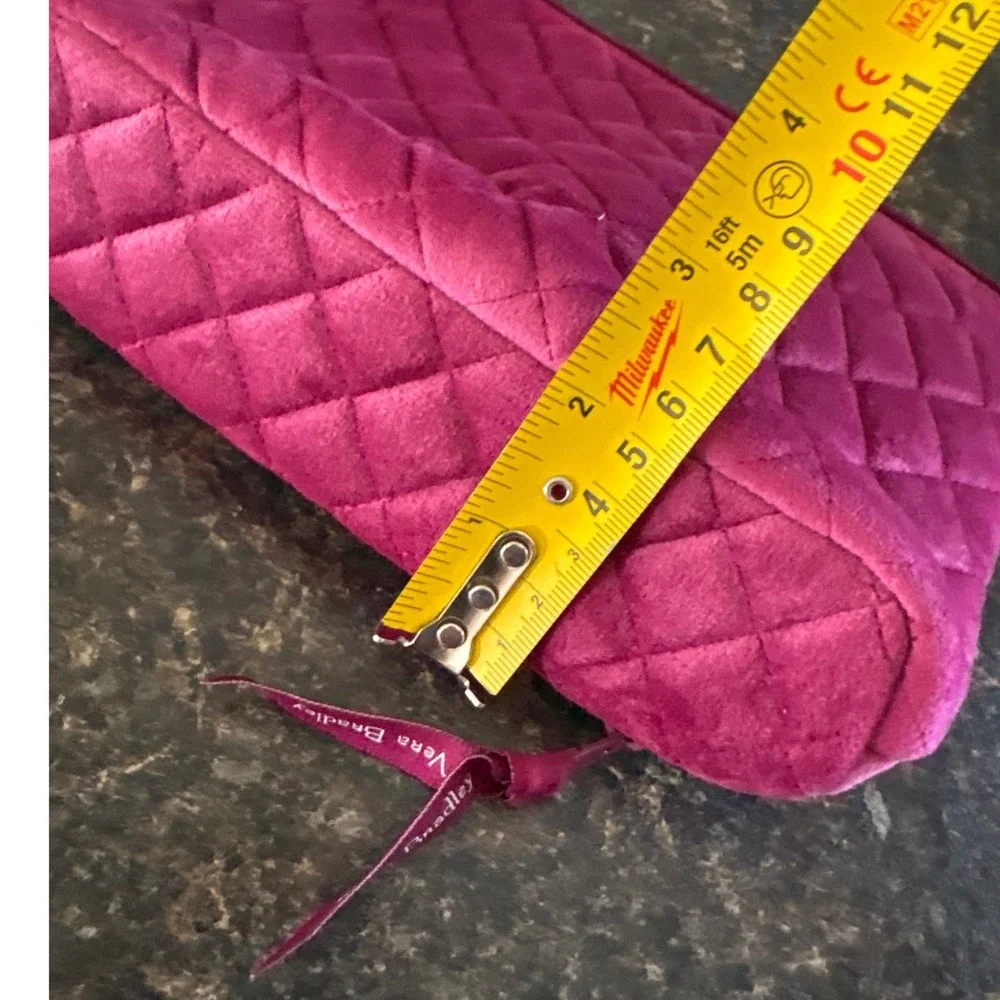 Vera Bradley Magenta Pink Quilted Velvet Cosmetic Bag Travel Organizer Pouch